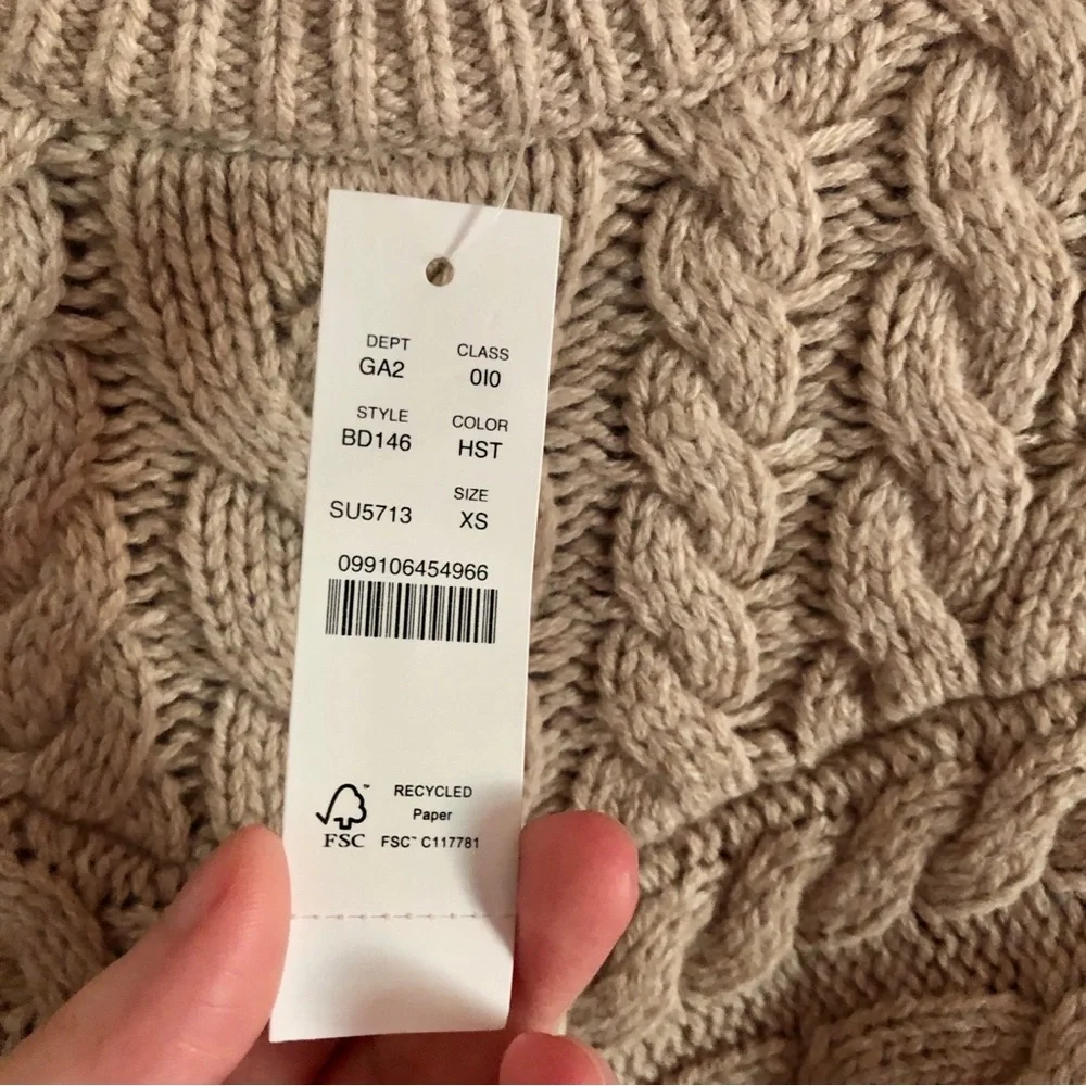 NWT J. Crew Re-Imagined Tan Cable Knit Wool Blend Sweater